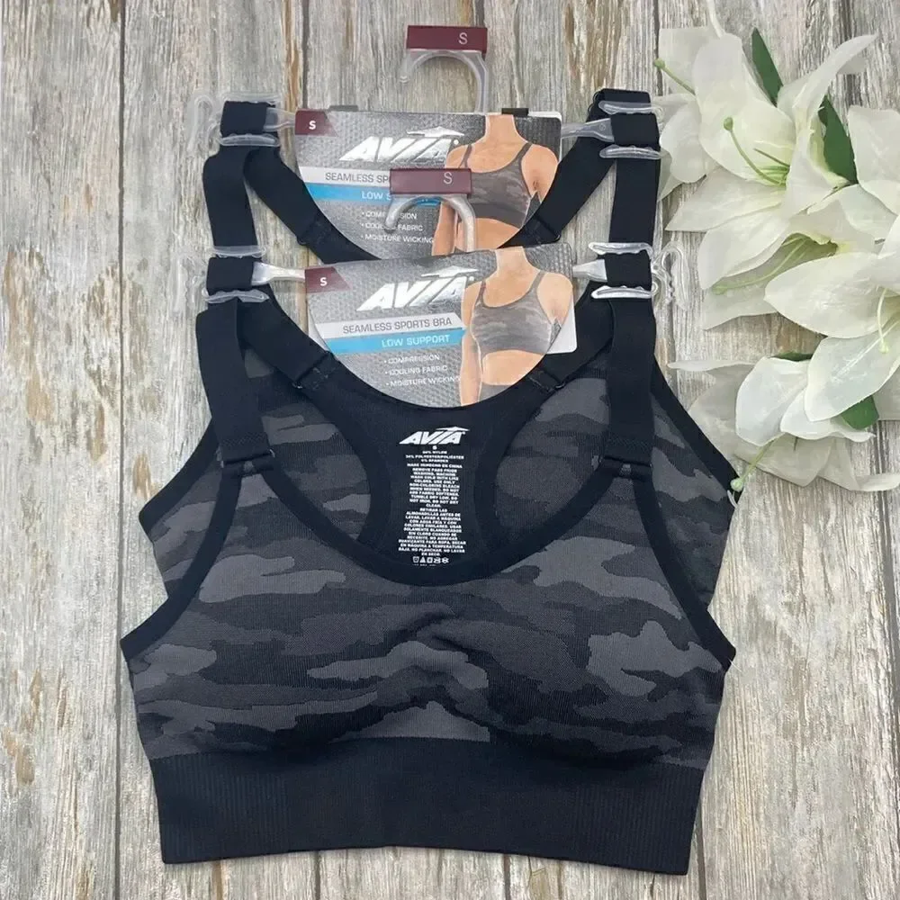 Womens Seamless Moisture Wicking Active Workout Keyhole Sports Bra 2-Pack Size S